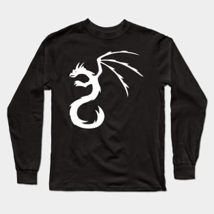 Tribal Winged Dragon Tattoo White Long Sleeve T-Shirt
